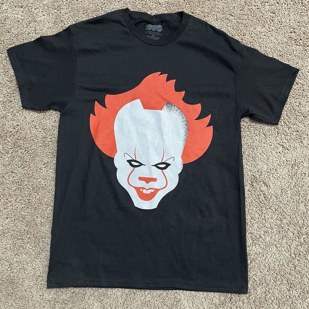 Warner Bros IT Pennywise Graphic T-Shirt Mens Medium Black Horror Movie Tee 2023